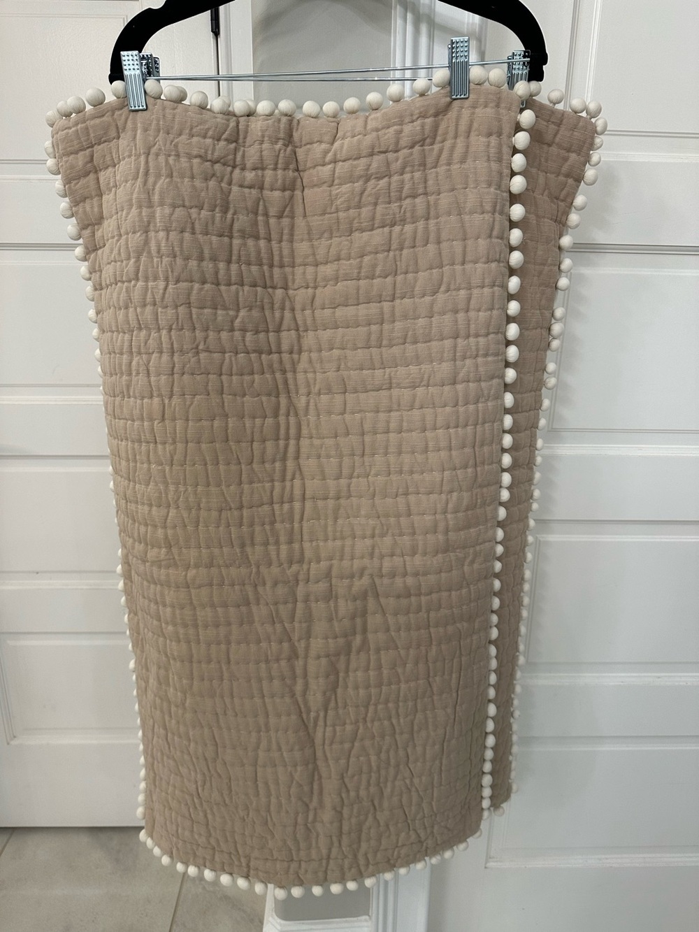 Ballard Designs Audree Pom Pom Quilted Sham Set Of 2 Tan Khaki KING Size 20x36